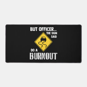 Maar agent, gebarentaal dat zegt: "Doe een burnout Bureaumat