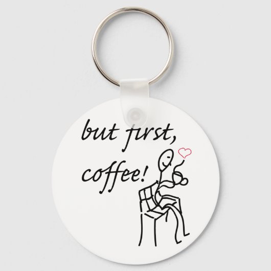 Maar de eerste koffie 2,25-inch Basic Button Sleut Sleutelhanger (Voorkant)