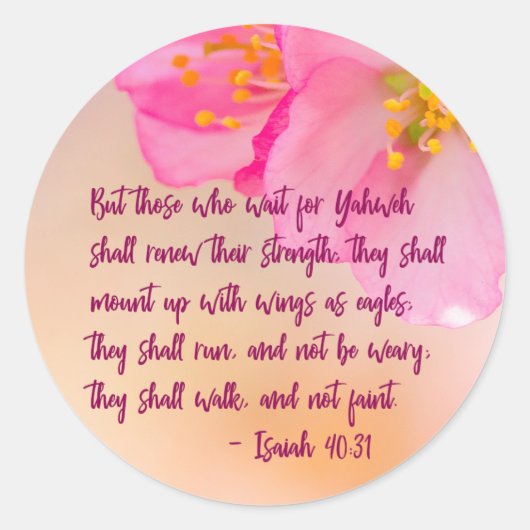 Maar degenen die wachten op Christelijk Floral Ins Ronde Sticker (Voorkant)