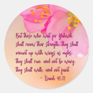 Maar degenen die wachten op Christelijk Floral Ins Ronde Sticker