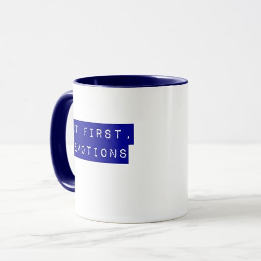 Maar eerst, Devotions Blue Mok (Voorkant links)