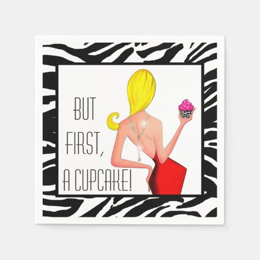 "Maar eerst een Cupcake!" DIVA Cocktail Napkins Servetten (Voorkant)