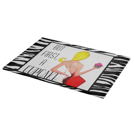 "Maar eerst een Cupcake!" Snijplank (Hoek)