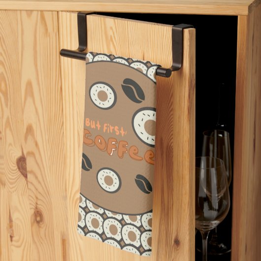 Maar eerst koffee Frosted Donuts Brown Theedoek (Derde Gevouwen)