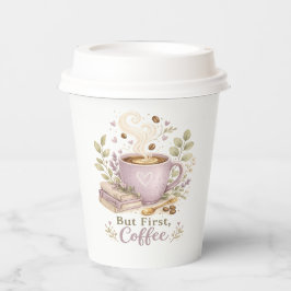 Maar eerst, koffie | Gezellige lavendel waterverf Papieren Bekers