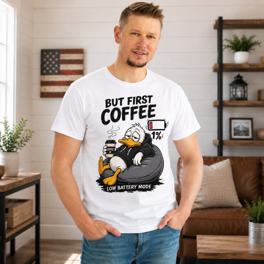 MAAR EERST KOFFIE Grafisch shirt met laag batterij
