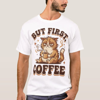 Maar eerst koffie Grumpy Cat T-shirt – Grappige ko