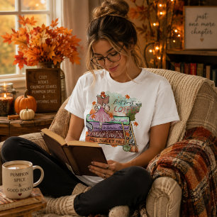 Maar eerst koffie, kleurrijke herfst boekliefhebbe t-shirt