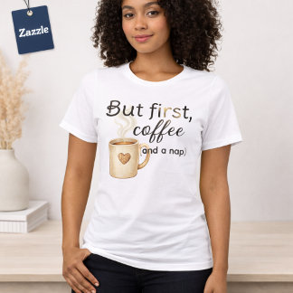 Maar eerst koffie slaapje leuke beige bruine Tri-Blend shirt