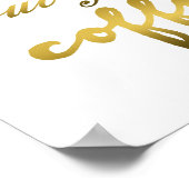 Maar eerst koffiegoudolie op witte afdruk poster (Hoek)