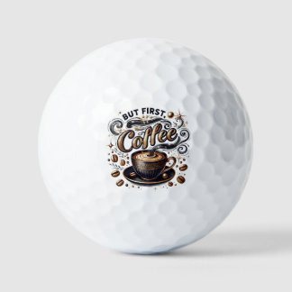 Maar eerst koffiekunst - stijlvol gouden ontwerp golfballen