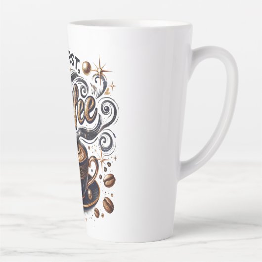 Maar eerst koffiekunst - stijlvol gouden ontwerp latte mok (Rechts)