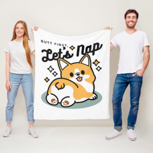 Maar eerst, laten we dutten - Schattigee Corgi But Fleece Deken