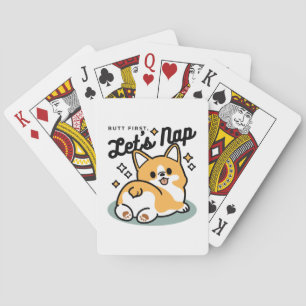 Maar eerst, laten we dutten - Schattigee Corgi But Pokerkaarten