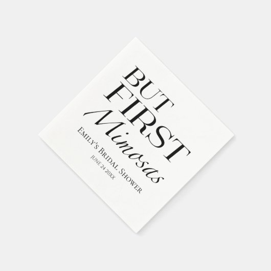 Maar Eerst Mimosas | Trouwfeest met zwart-wit them Servet (Hoek)