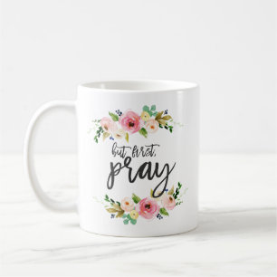 Maar eerst, Pray, Floral Prayer Boho floral Koffiemok