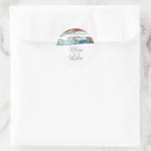 maar Modern Beach Bruiloft Waterverf Ronde Sticker (Tas)