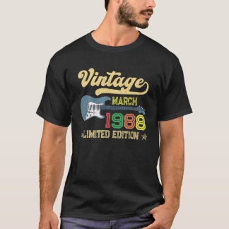  maart 1988 Bday Gifts, Guitar Lovers 34th T-shirt