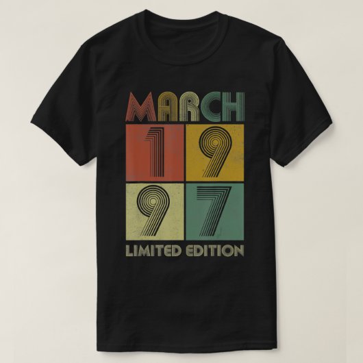 Maart 1997 24 jaar oud Retro 24th Birthda T-shirt (Design voorkant)