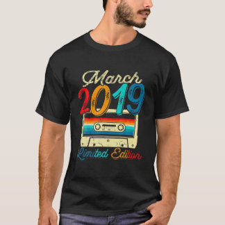 maart 2019 Cassette 3rd verjaardag 3 jaar oud T-shirt