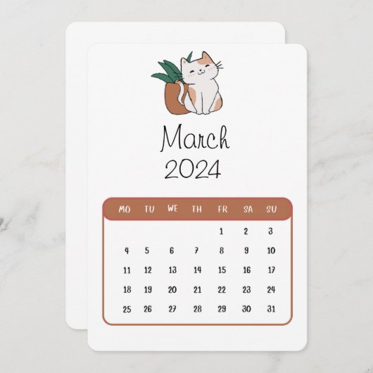 Maart 2024 Stand Alone Schattigee kat- en Plant ka Menu (Voorkant / Achterkant)