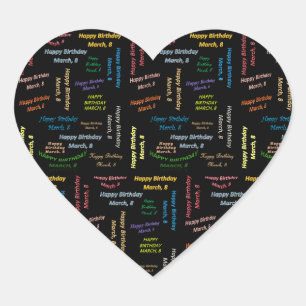 Maart, 8-jarige ticker hart sticker