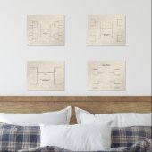 Maart Basketbal 16 8 4 Team Bracket spelen in ECRU Muurkunst Sets (Slaapkamer)