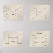 Maart Basketbal 16 8 4 Team Bracket spelen in ECRU Muurkunst Sets (Voorkant)