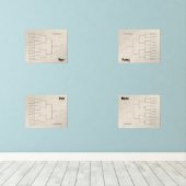 Maart Basketbal Quadrant Bracket ECRU Abstract Muurkunst Sets (Houten vloer)