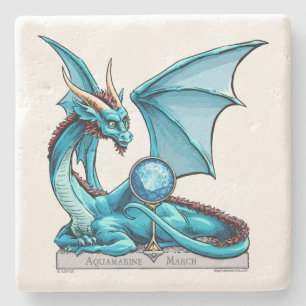Maart Birthstone Dragon: Aquamarine Stenen Onderzetter