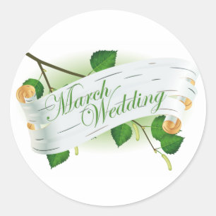 Maart bruiloft : bladeren van het seizoen : ronde sticker