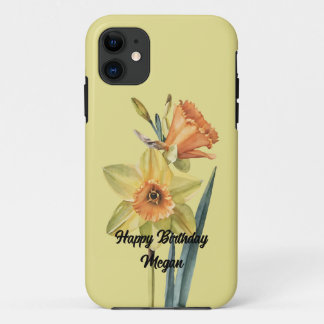 maart Daffodil Geboorte Bloem met Aangepaste Naam iPhone 11 Hoesje
