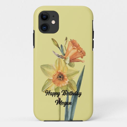 maart Daffodil Geboorte Bloem met Aangepaste Naam Case-Mate iPhone Case (Achterkant)
