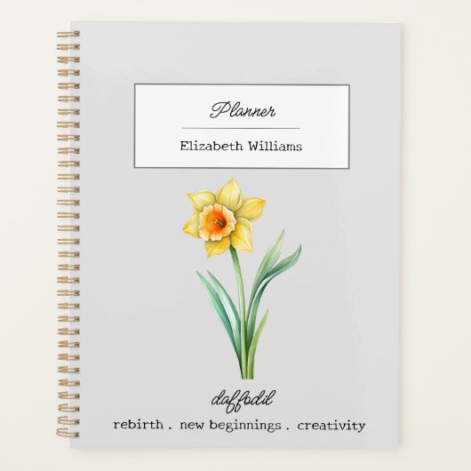 MAART DAFFODIL GEBOORTEBLOEM GEPERSONALISEERD PLANNER (Voorkant)