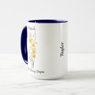 Maart Geboorte Bloem Daffodil en Cherry Blossom Mok