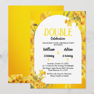 Maart Geboorte Daffodil Dubbele Viering Verjaardag Kaart