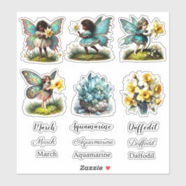 Maart Geboorte Maand Geboorte Bloem Sticker Set
