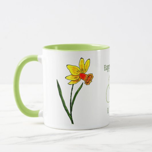 Maart geboortebloem Geel Groen Daffodil Mok (Links)