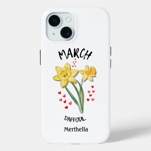MAART Geboortemaand Bloem Aangepaste naam Case-Mate iPhone Case (Achterkant)