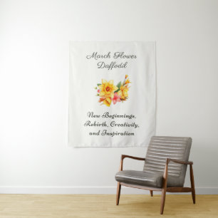 Maart geboortemaand bloem Narcis geboorte geschenk Wandkleed