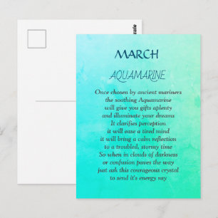 Maart Geboortesteen Aquamarine ontwerp Ansichtkaar Briefkaart