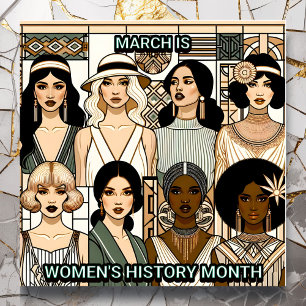 Maart is maand geschiedenis van vrouwen   Art Deco Poster