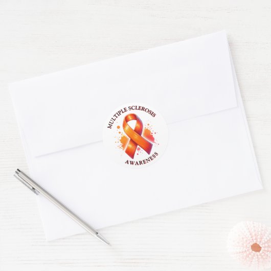Maart is Multiple Sclerose MS Bewustzijnsmaand Ronde Sticker (Envelop)