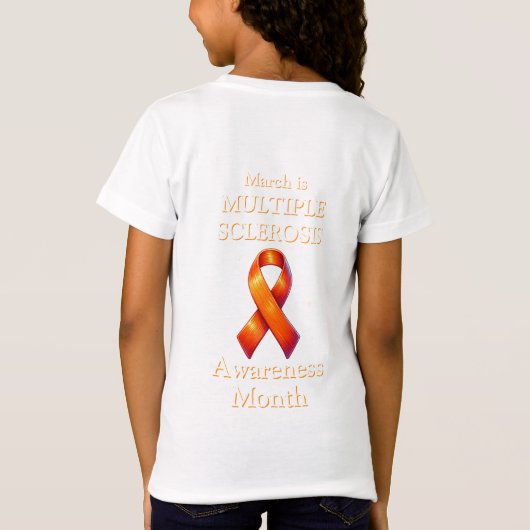 Maart is Multiple Sclerosis Awareness Maand Ribbon T-shirt (Achterkant)