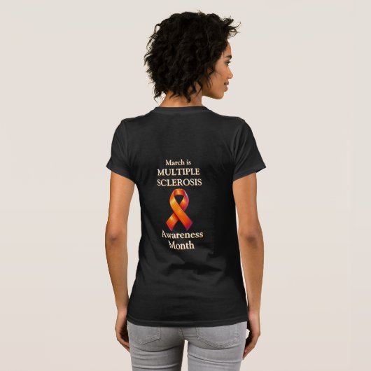 Maart is Multiple Sclerosis Awareness Maand Ribbon T-shirt (Achterkant volledig)