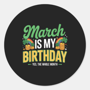 Maart is verjaardag ja de hele maand St. Patrick Ronde Sticker