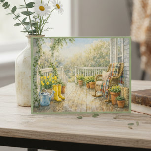 Maart Na Een Regendag Veranda Aquarel Kunst Briefkaart