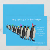 Maart van de uitnodiging van Penguins Birthday (Voorkant / Achterkant)