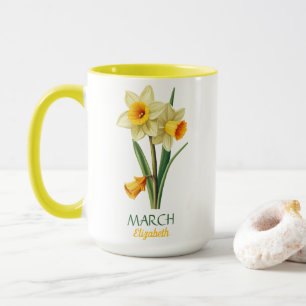 Maart Verjaardag Narcis Geboorte Bloem Gepersonali Mok