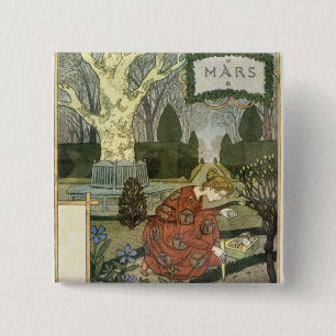 Maart Vierkante Button 5,1 Cm